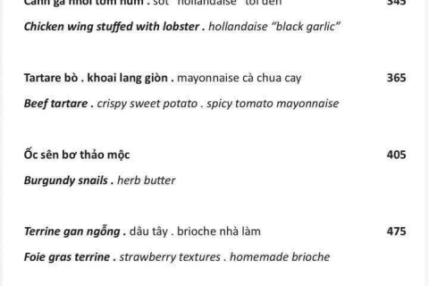 KHAI VỊ / ENTRÉES / STARTERS